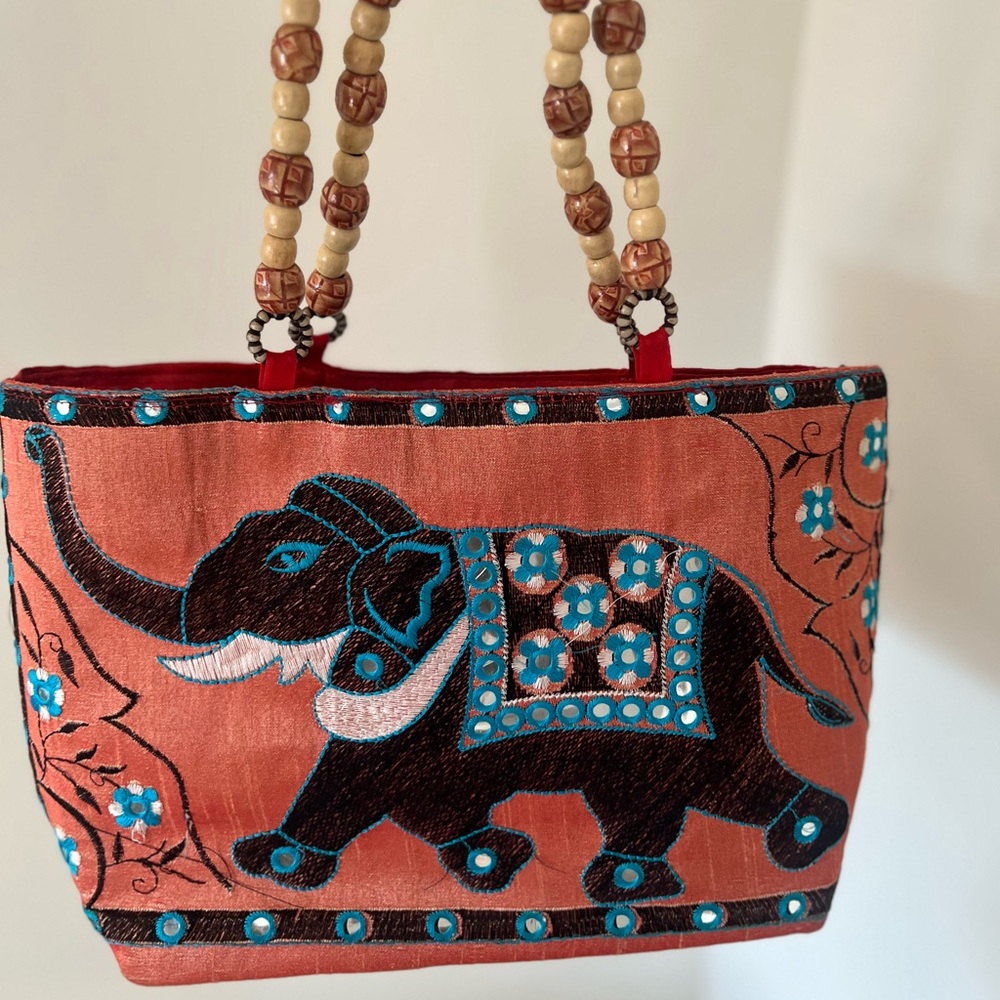 Blue and Red Elephant Design Tote Bag